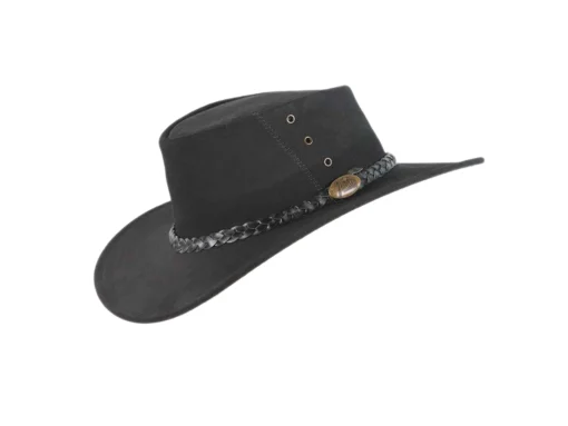 Authentic Australian Black Leather Jacaru Outback Hat